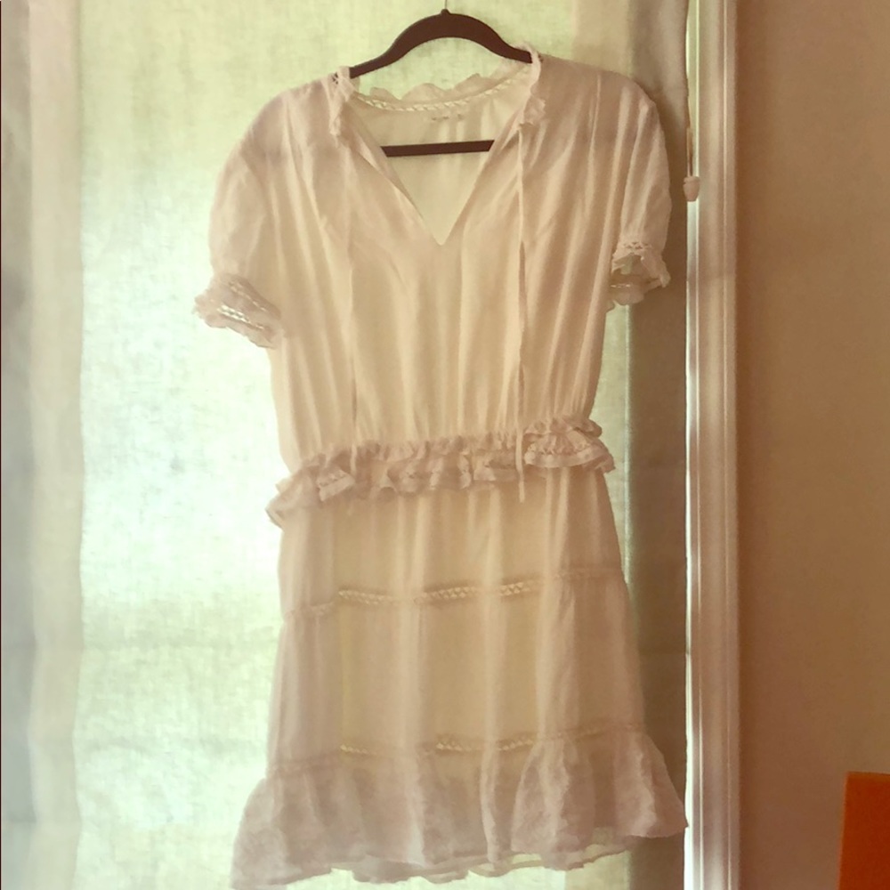 Ivory short sleevesd ruffle dress by TULAROSA